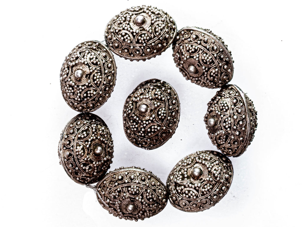 Mauritanian Granulated Silver Filigree Beads, Ethnic Beads VBP005