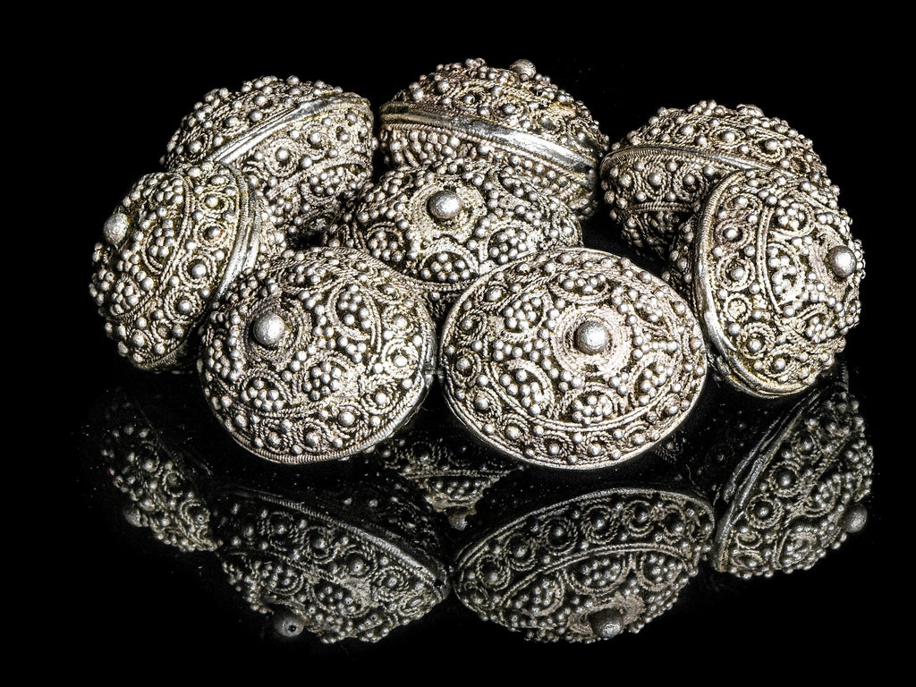 Mauritanian Granulated Silver Filigree Beads, Ethnic Beads VBP005