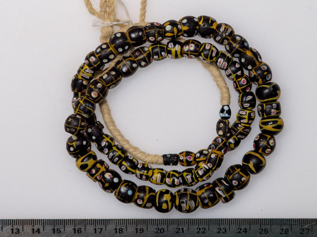 Venetian Black "Criss-Cross" Beads - a 25" Strand (0289G2)