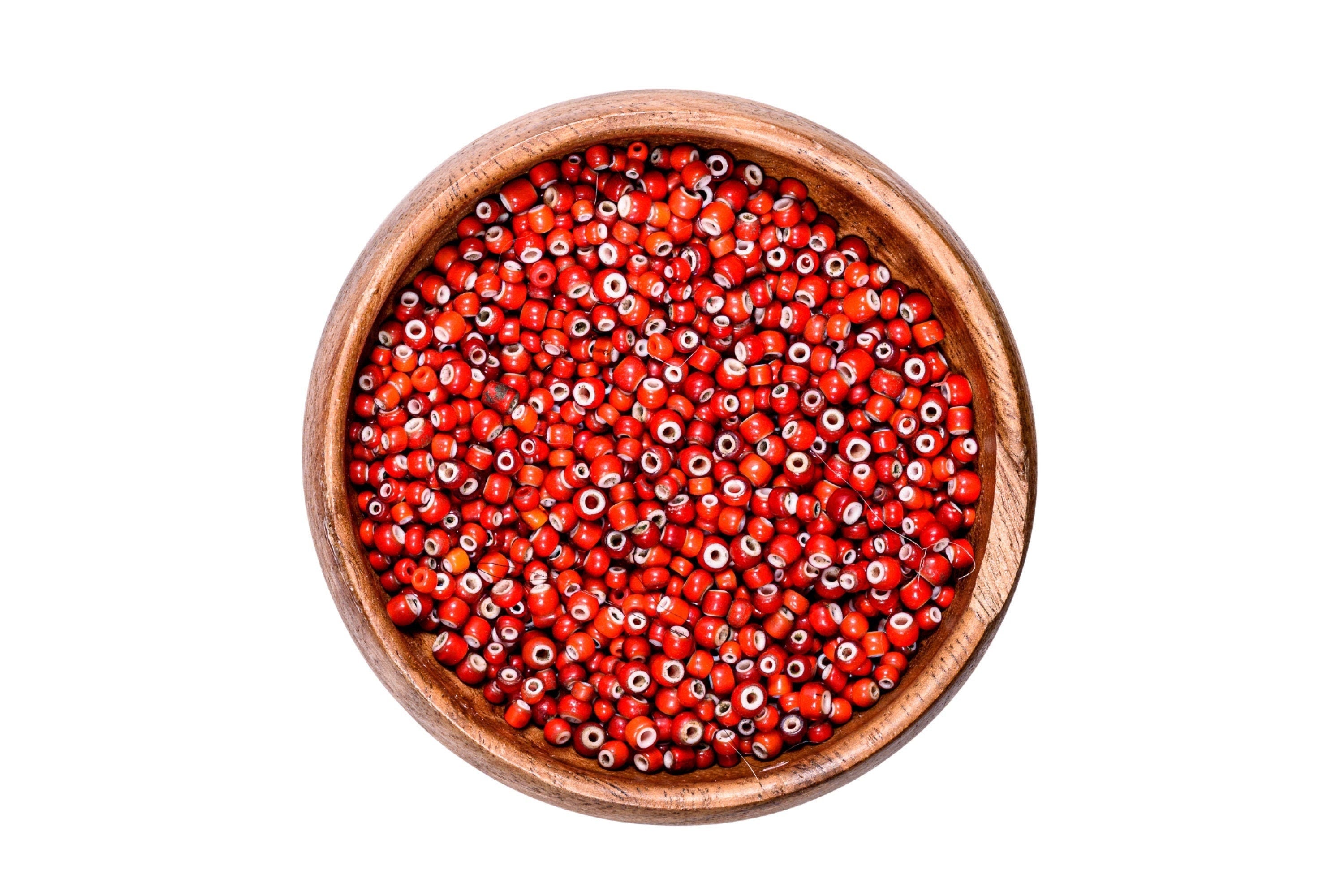Italian Whiteheart Seed Beads - 8/0 Red Rose Mix