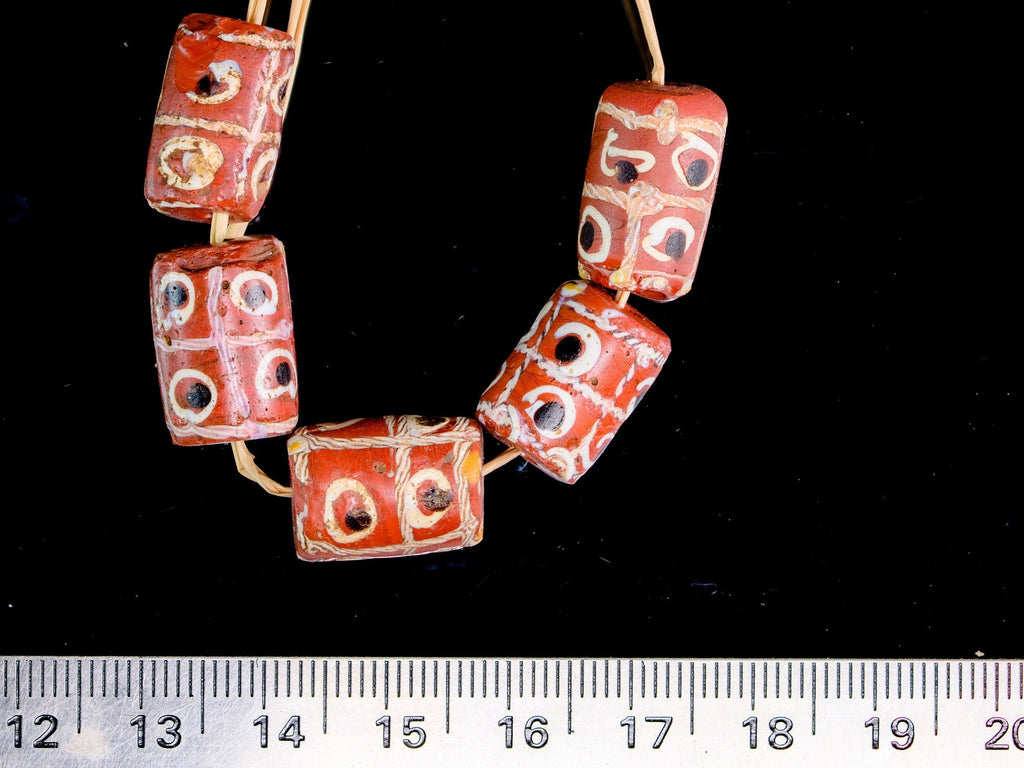 5 Venetian African Trade "Tic Tac Toe" Beads VB_00327