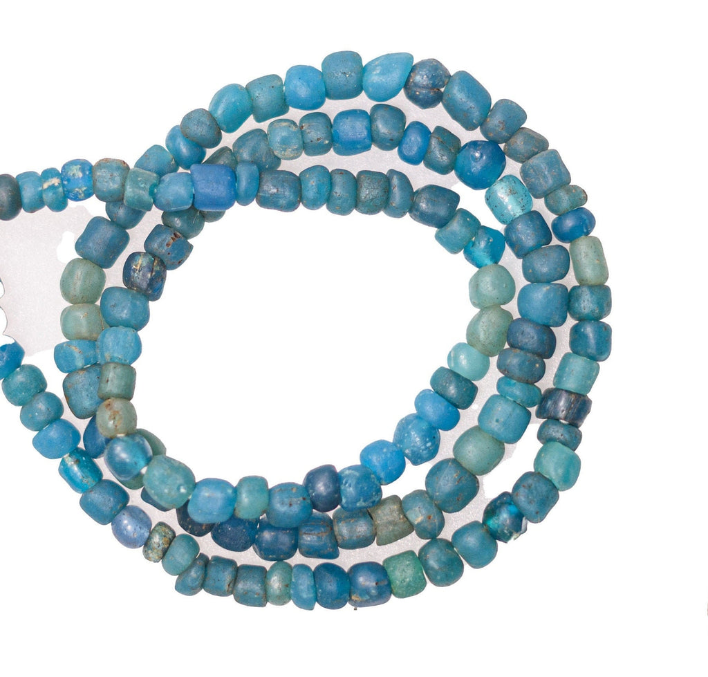 Large Excavated Indo-Pacific Trade Wind Beads in Teal Blue