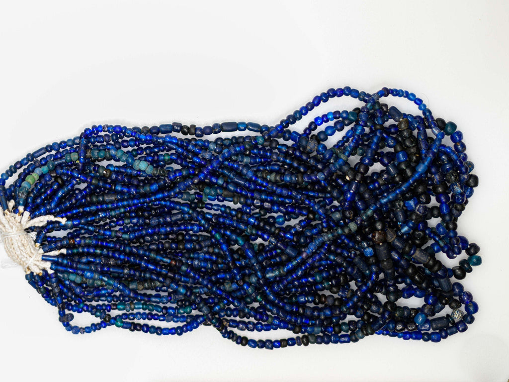 Large Excavated Indo-Pacific Trade Wind Beads in Dark Blue