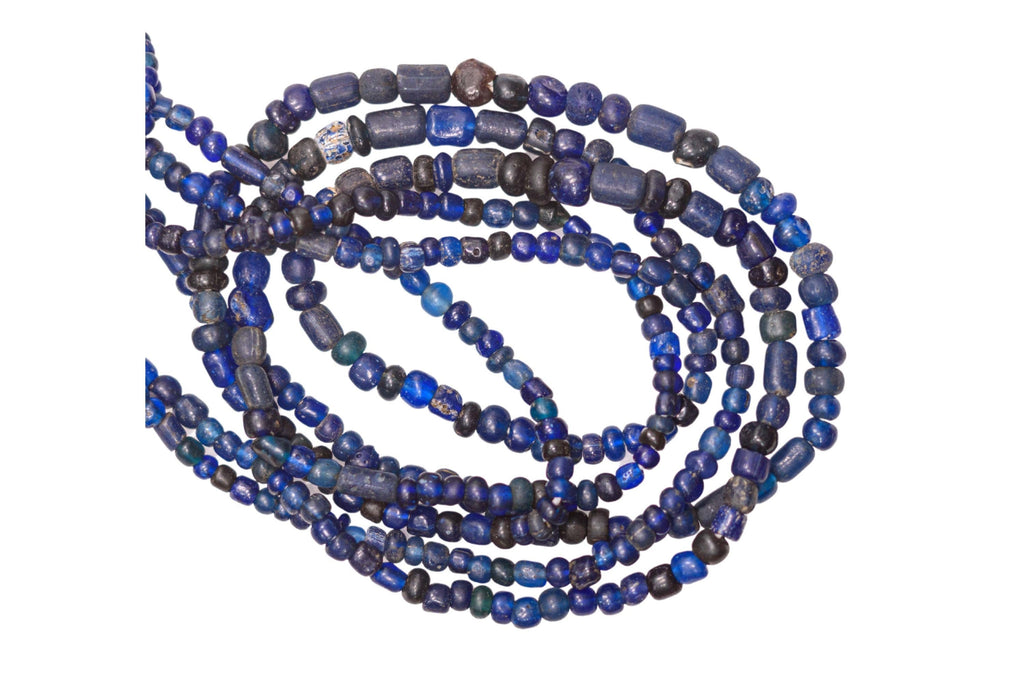 Large Excavated Indo-Pacific Trade Wind Beads in Dark Blue