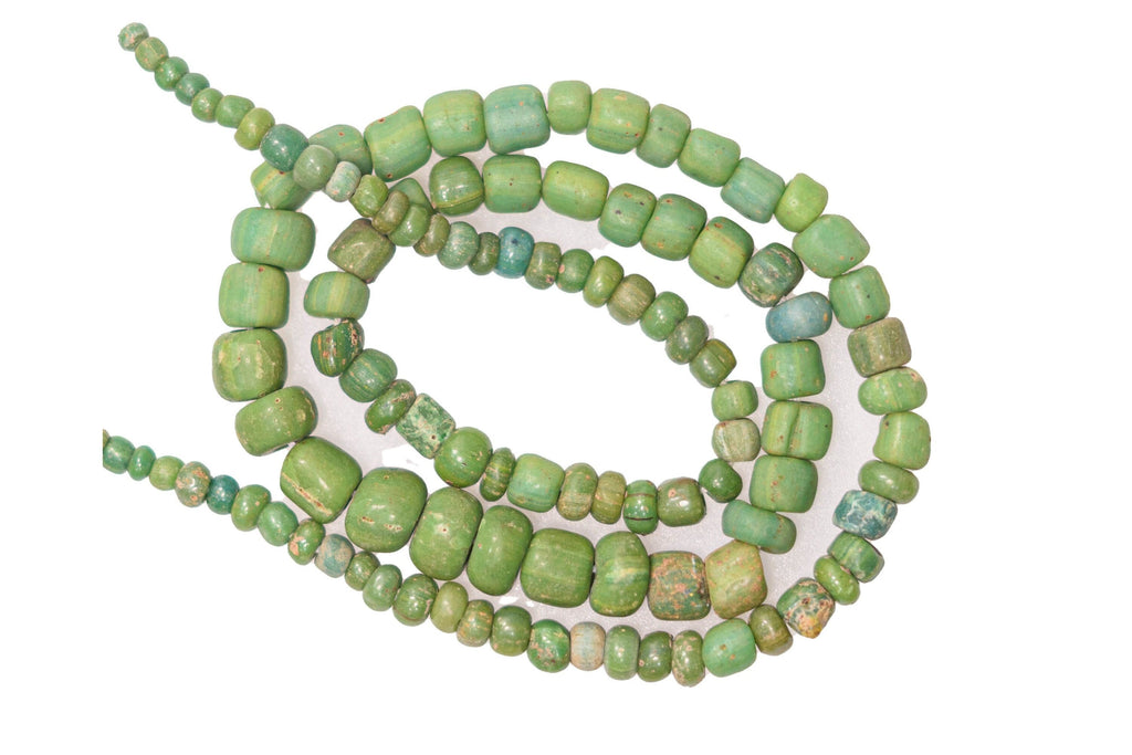 Large Excavated Indo-Pacific Trade Wind Beads in Green