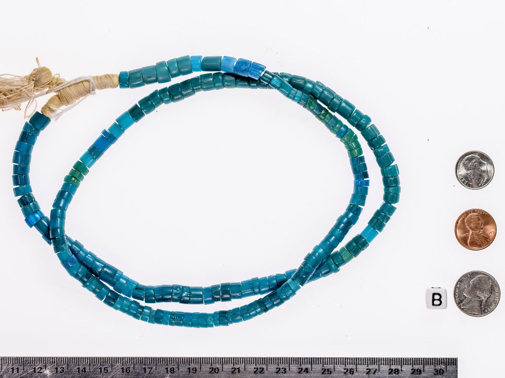 Teal Antique Glass Beads from Nigeria 0470