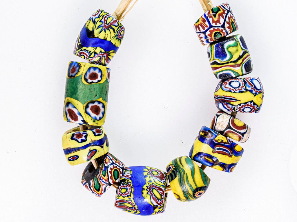 Venetian Millefiori African Trade Beads, 10 Beads 0532_XS01