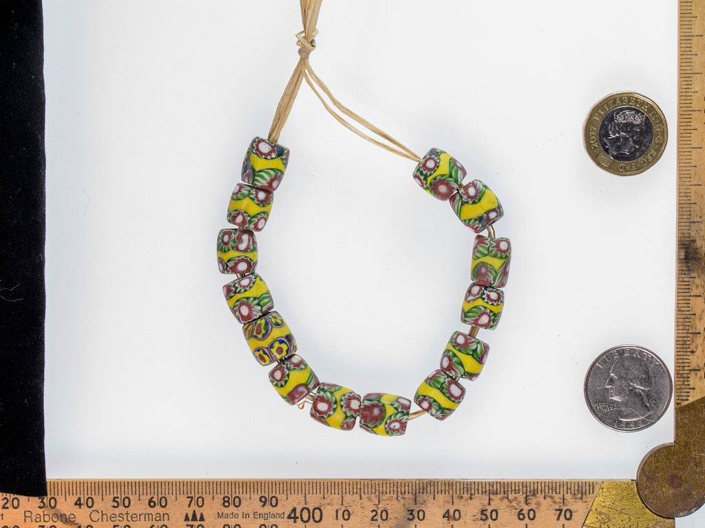 Venetian Millefiori African Trade Beads, 14 Beads 0514