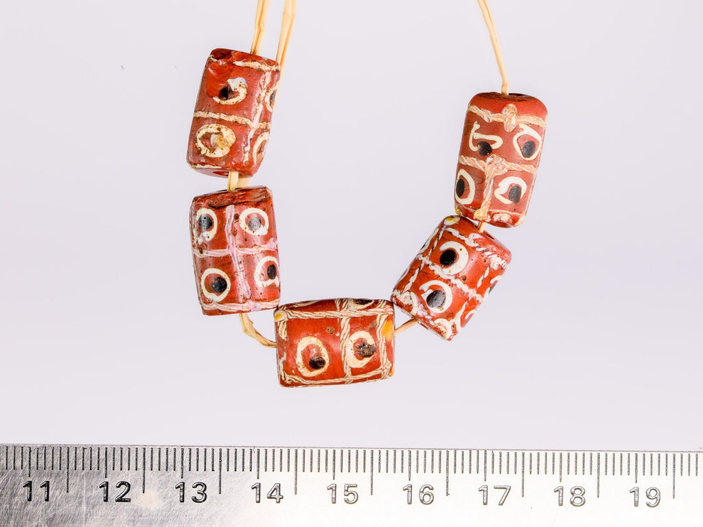 5 Venetian African Trade "Tic Tac Toe" Beads VB_00327