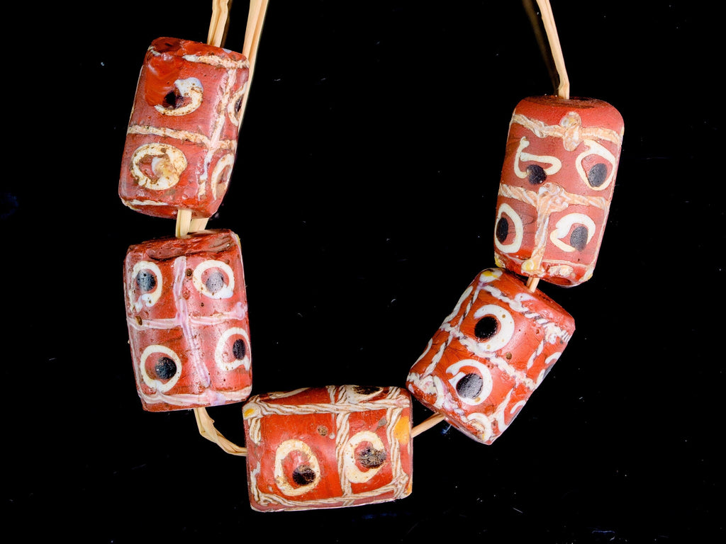 5 Venetian African Trade "Tic Tac Toe" Beads VB_00327