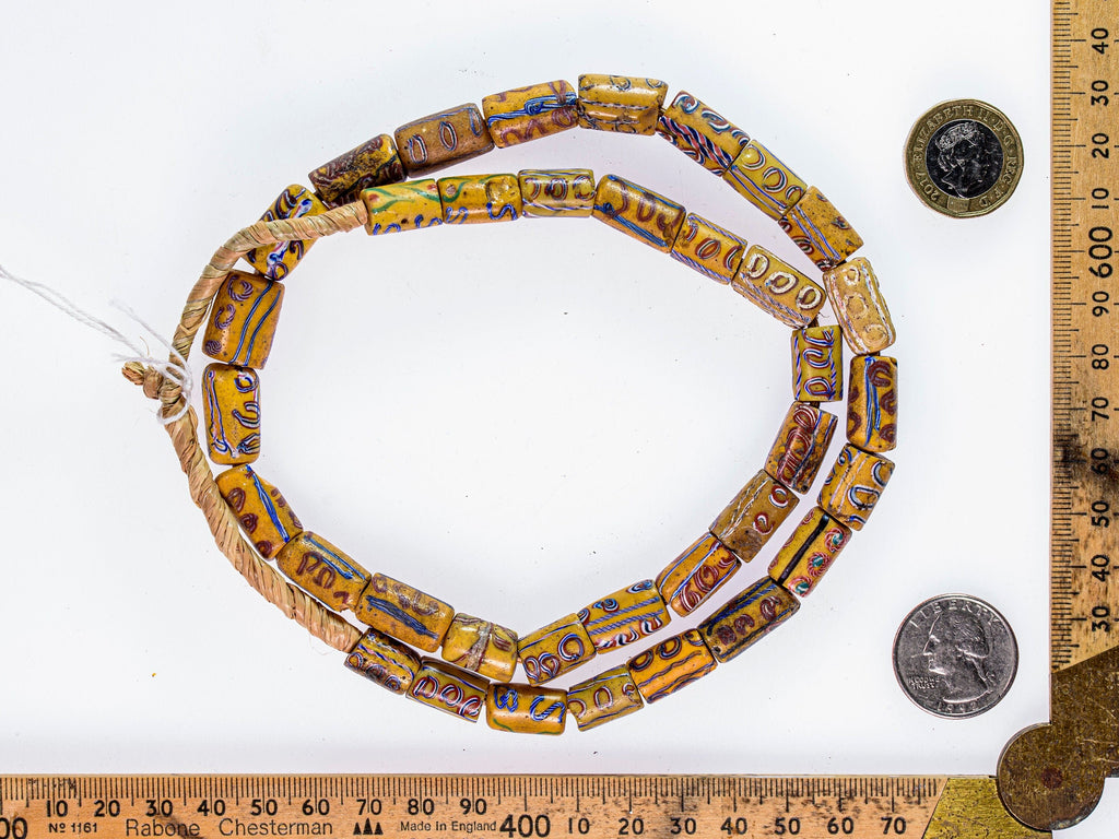 Antique Venetian Mustard Yellow African Trade Beads, Full Strand  VBP173