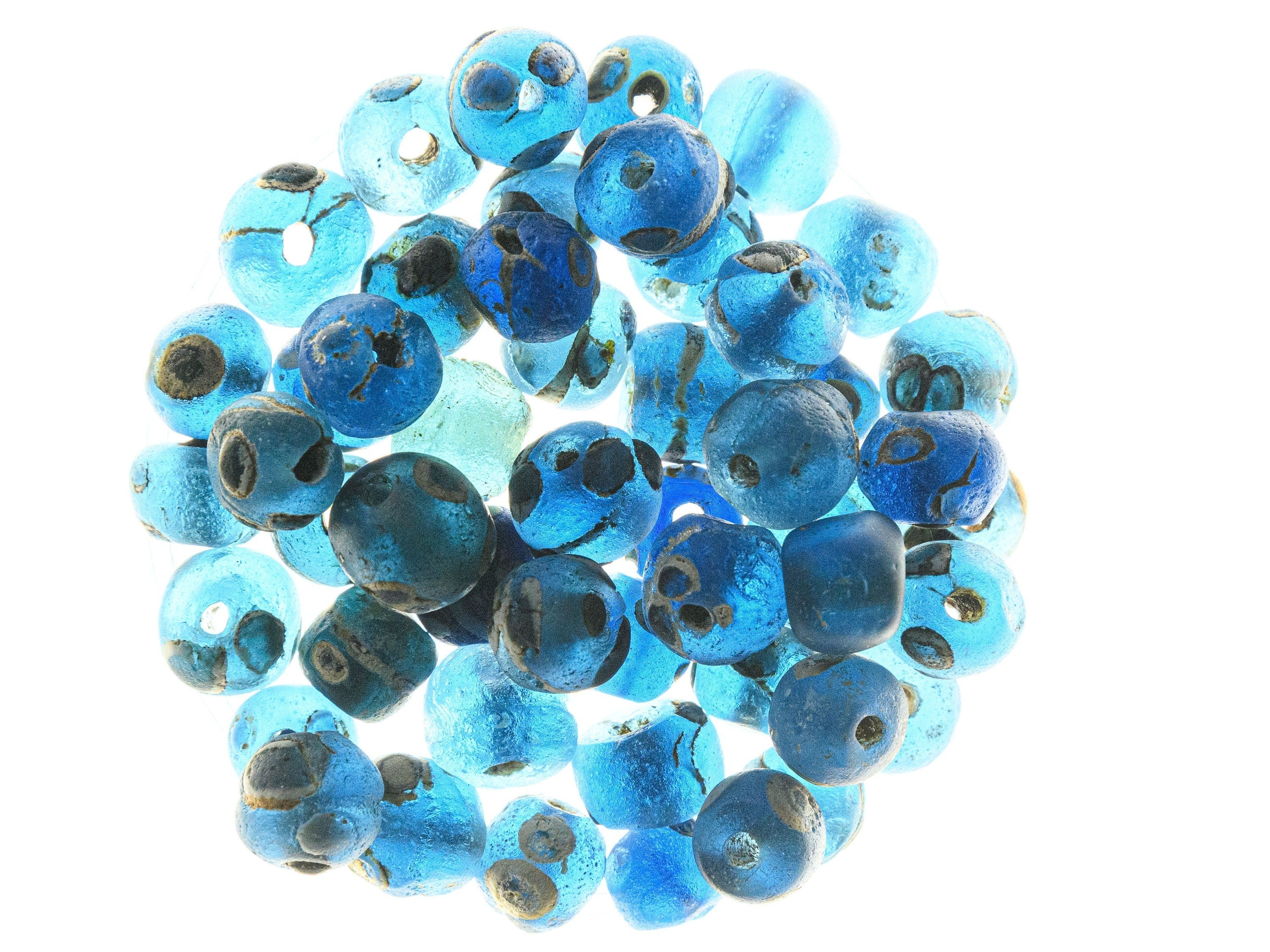 A short strand of 10 Large Ancient Islamic Period Blue Evil Eye Beads –  Venerable Bead Company