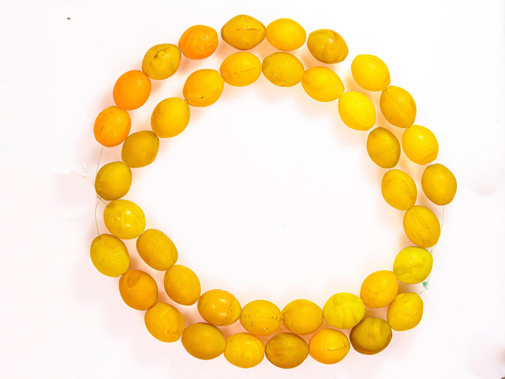 Bohemian Large Colodente "Pigeon Egg"  Glass Beads, Yellow 0989