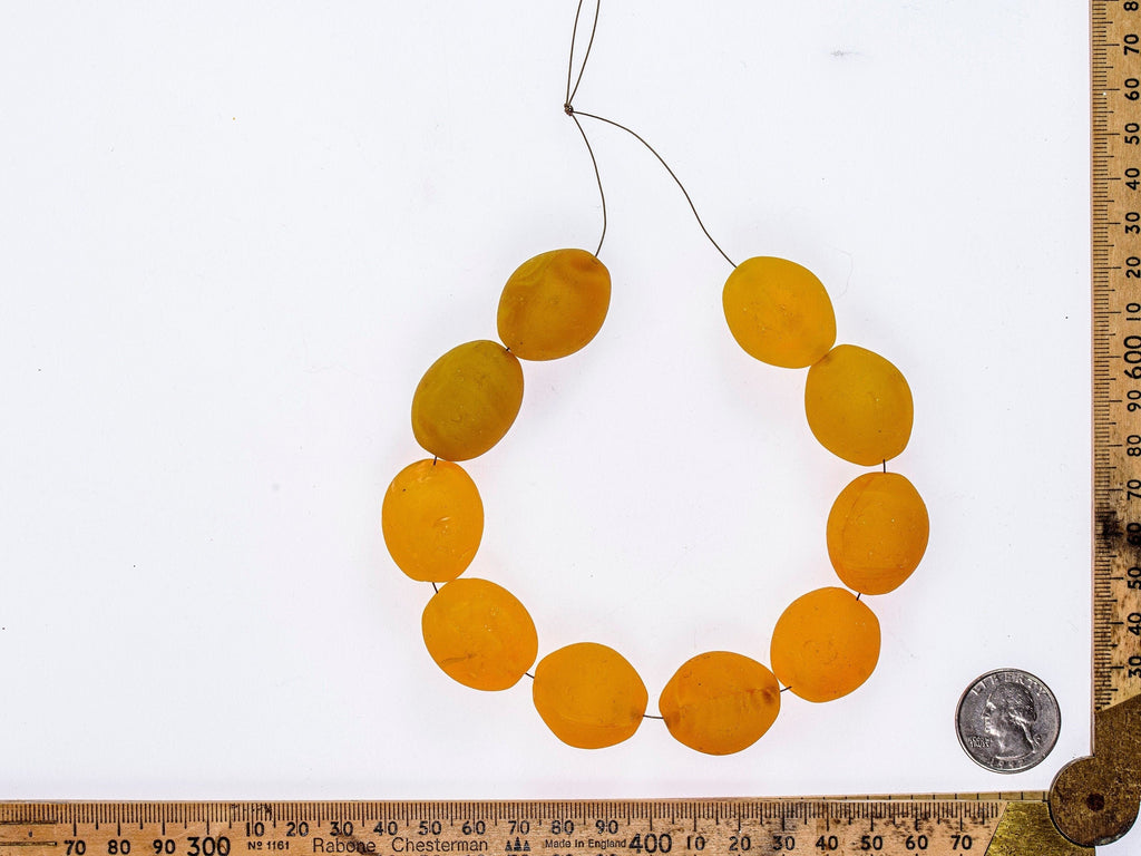 Bohemian Large Colodente "Pigeon Egg"  Glass Beads, Yellow 0989