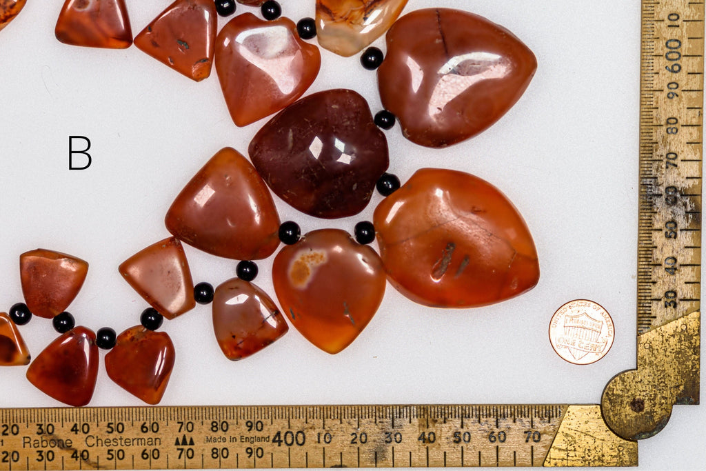 Vintage African Trade Carnelian Agate Unusual Heart and Shield Shaped Beads - a Full Strand.
