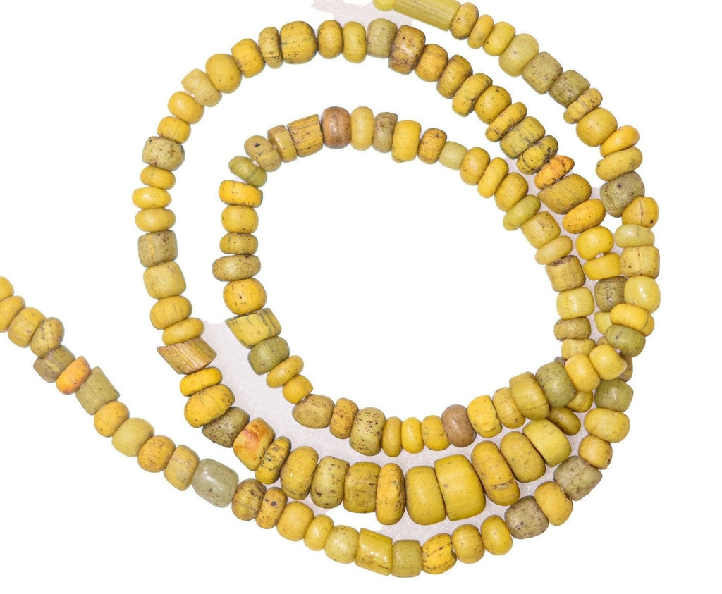 Large Excavated Indo-Pacific Trade Wind Beads in Yellow