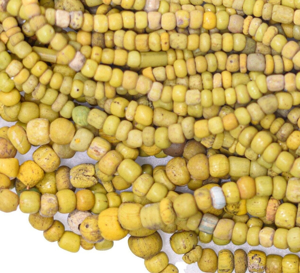 Large Excavated Indo-Pacific Trade Wind Beads in Yellow