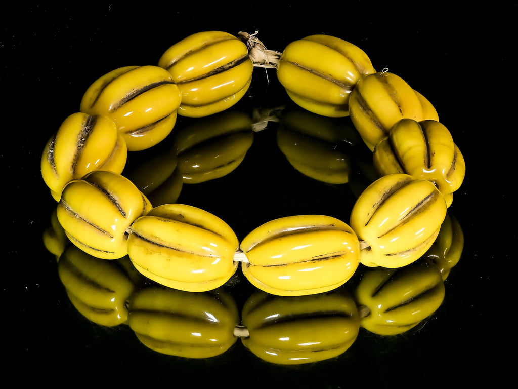 Antique Chinese Yellow Melon Beads from Irian Jaya Papua CRBM 10143