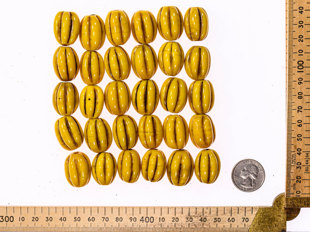 Antique Chinese Yellow Melon Beads from Irian Jaya Papua CRBM 10143