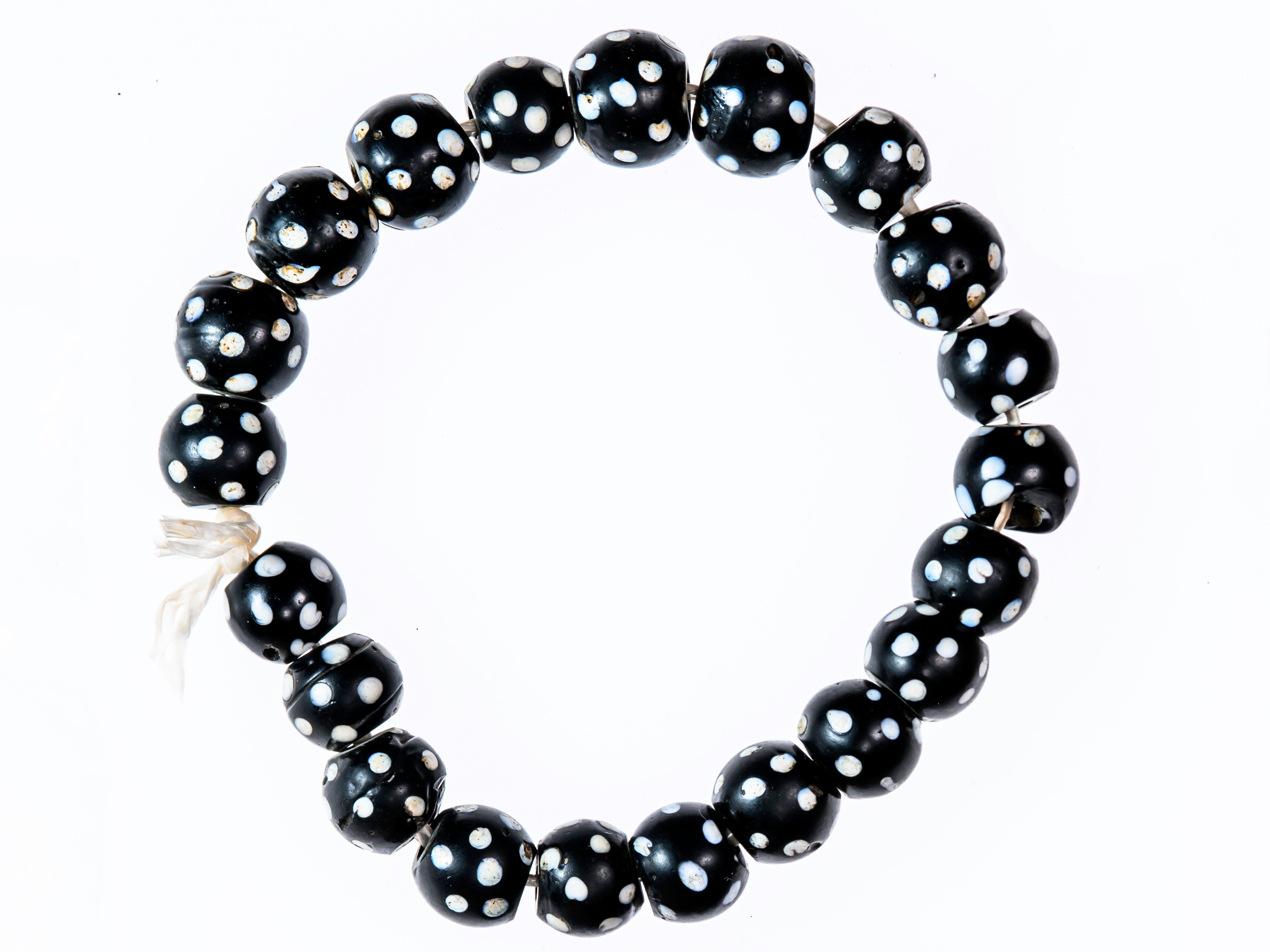 Old Black & White Skunk Eye Beads (Long Strand)